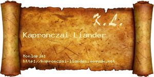 Kapronczai Liander névjegykártya