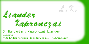 liander kapronczai business card